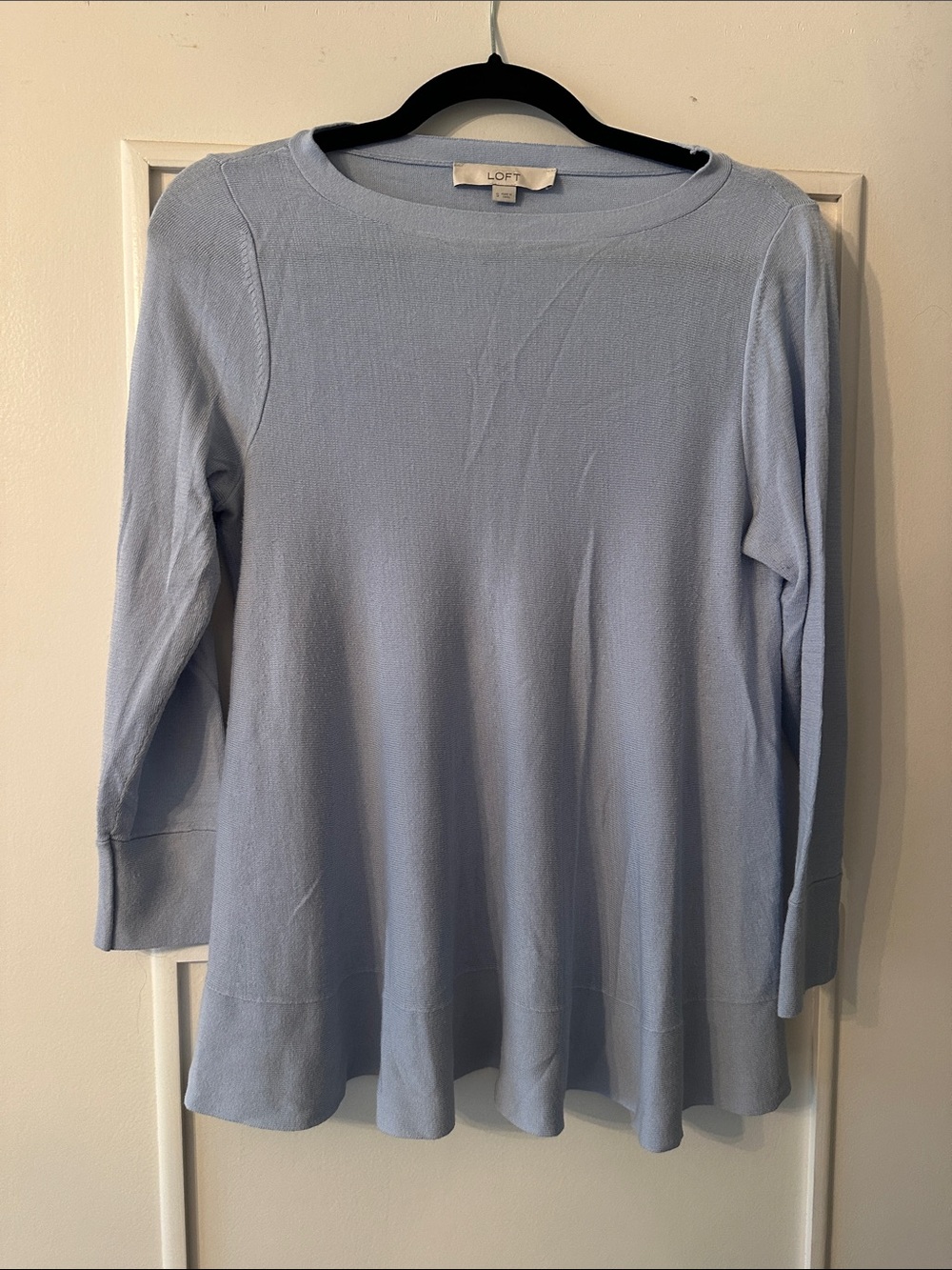 LOFT Pale Blue Long-Sleeve Swing Knit Top
